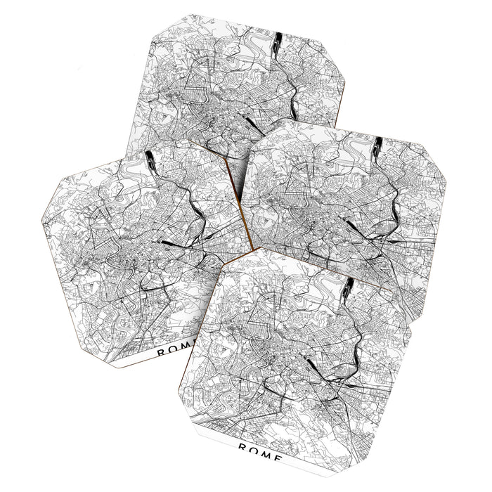 Rome White Map Coaster Gallery Image 1
