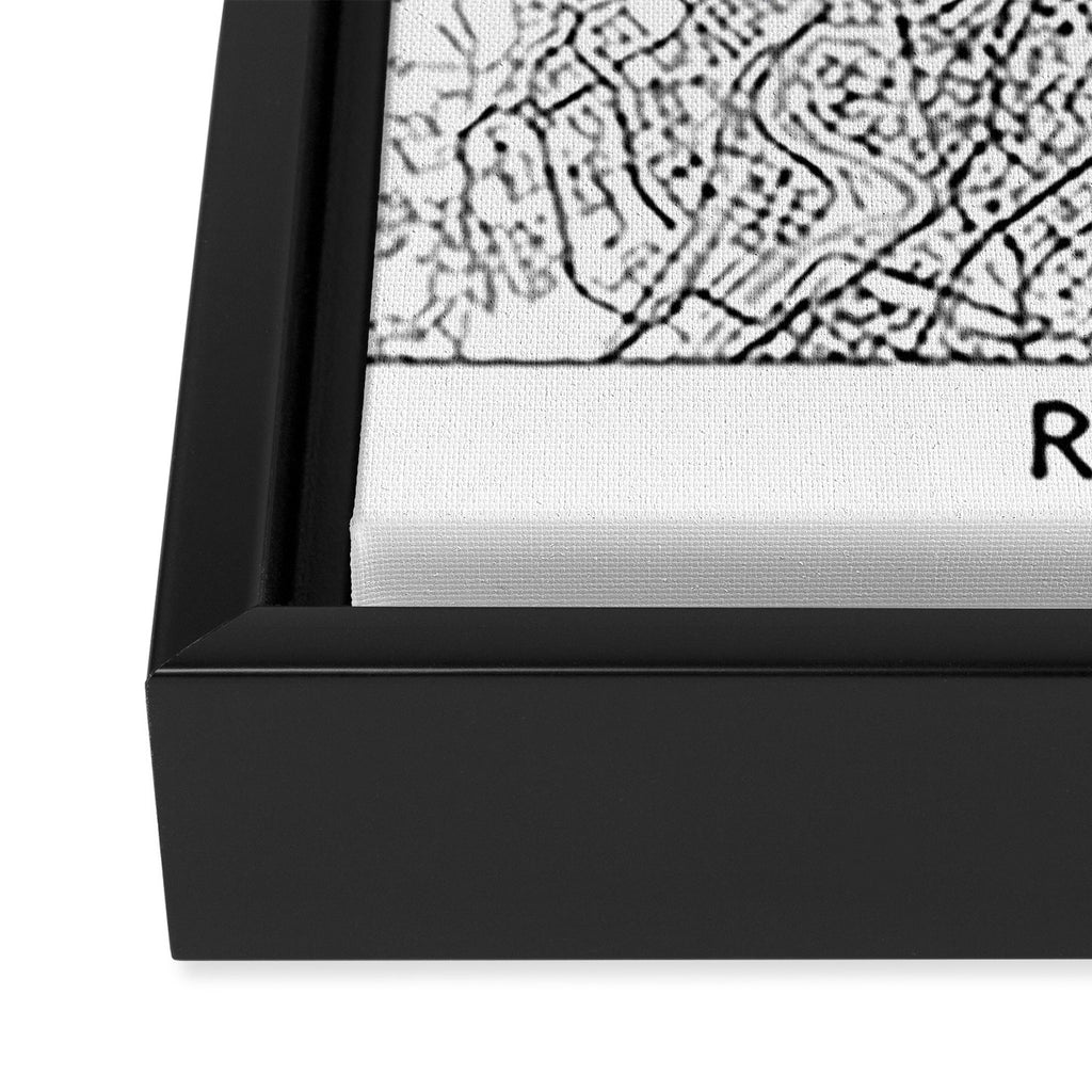 Rome White Map Framed Canvas Print Gallery Image 3