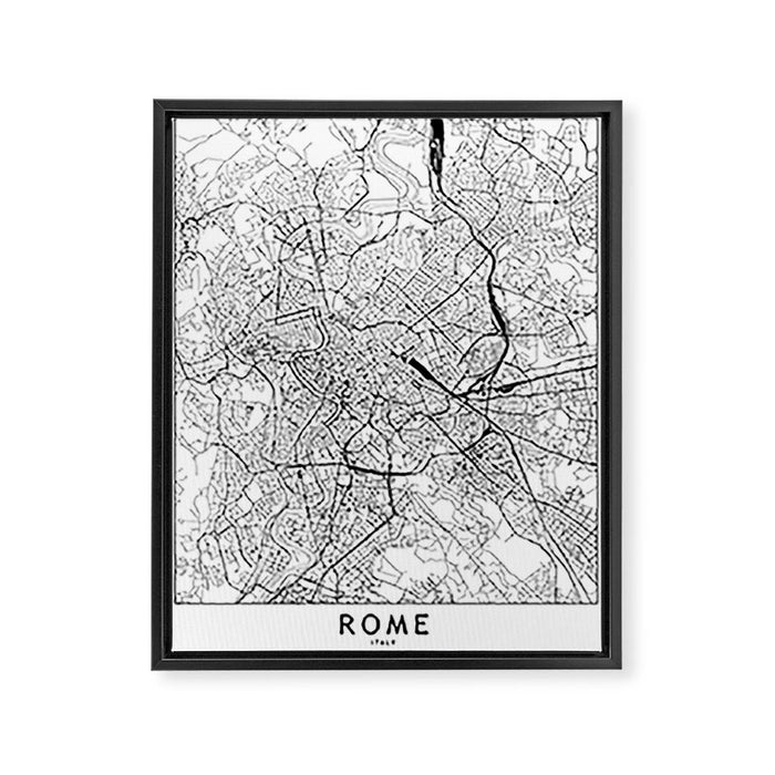Rome White Map Framed Canvas Print Gallery Image 1