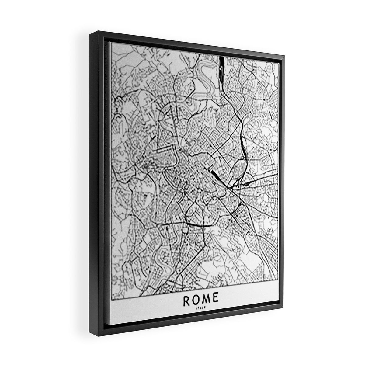 Rome White Map Framed Canvas Print Gallery Image 2