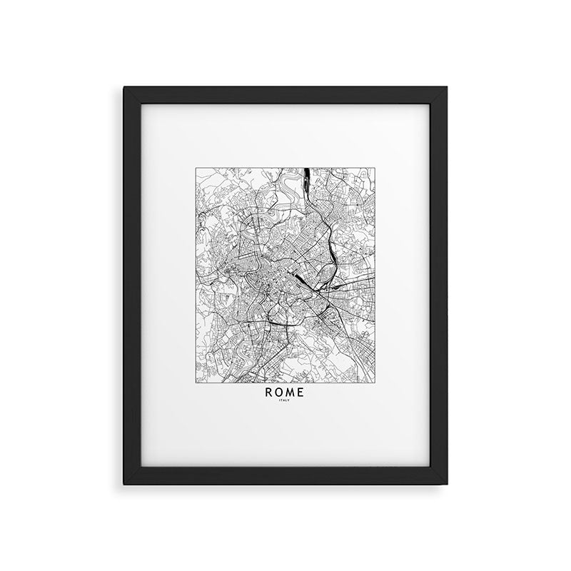 Rome White Map Framed Art Print Gallery Image 5