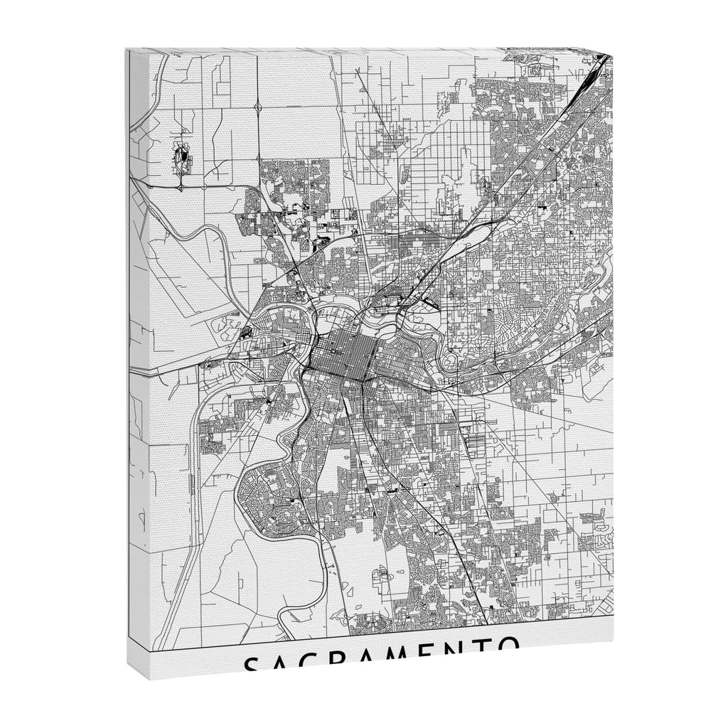 Sacramento White Map Canvas Print Gallery Image 6