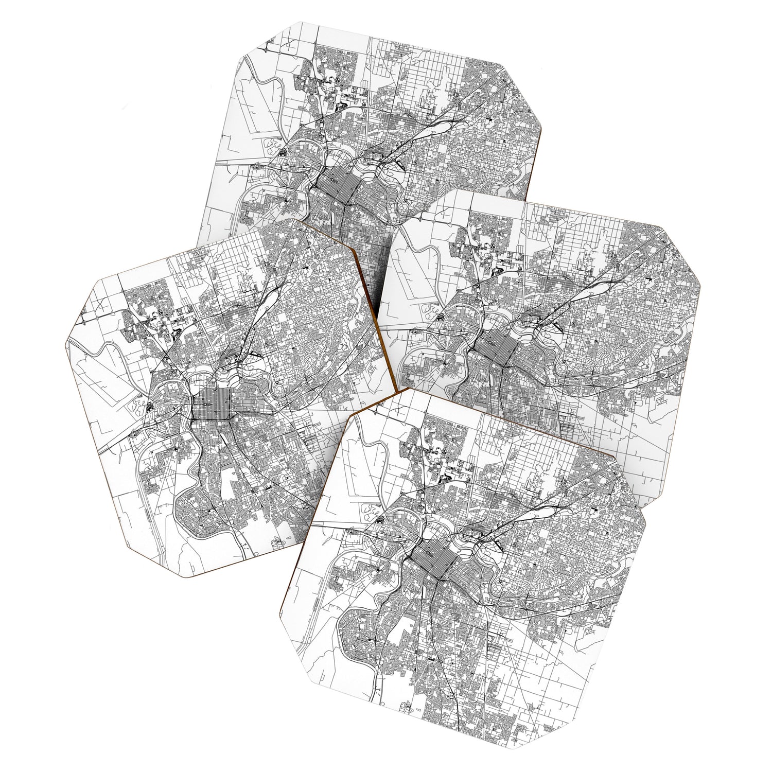 Sacramento White Map Coaster Gallery Image 1