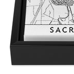 Sacramento White Map Framed Canvas Print Gallery Image 3