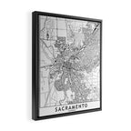 Sacramento White Map Framed Canvas Print Gallery Image 2