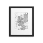 Sacramento White Map Framed Art Print Gallery Image 5