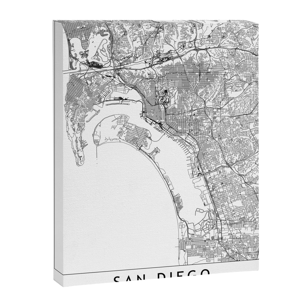 San Diego White Map Canvas Print Gallery Image 6