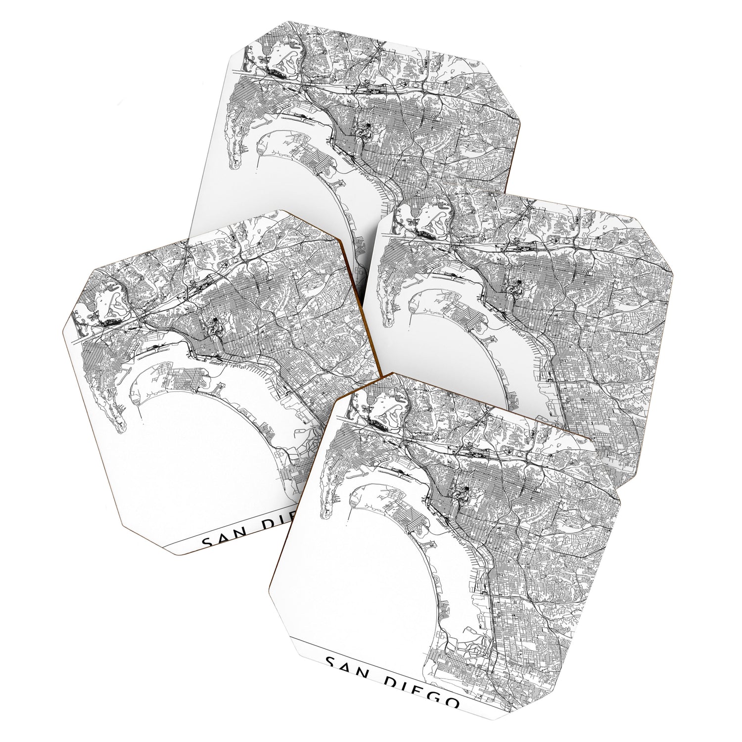 San Diego White Map Coaster Gallery Image 1