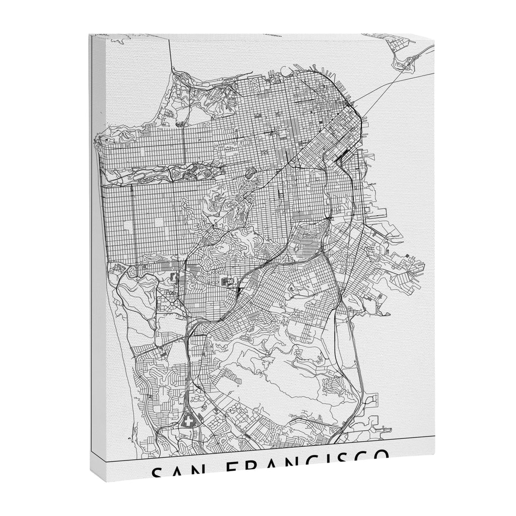 San Francisco White Map Canvas Print Gallery Image 6