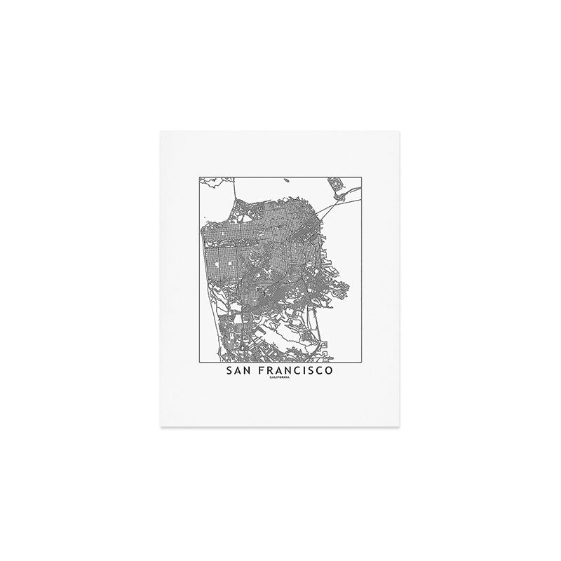 San Francisco White Map Art Print Gallery Image 1