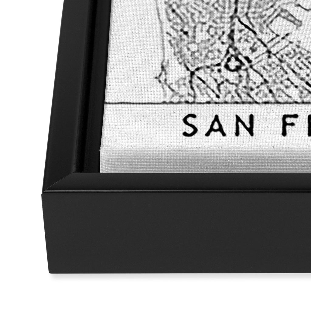 San Francisco White Map Framed Canvas Print Gallery Image 3