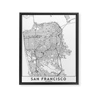 San Francisco White Map Framed Canvas Print Gallery Image 6