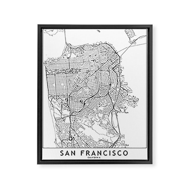 San Francisco White Map Framed Canvas Print Gallery Image 6