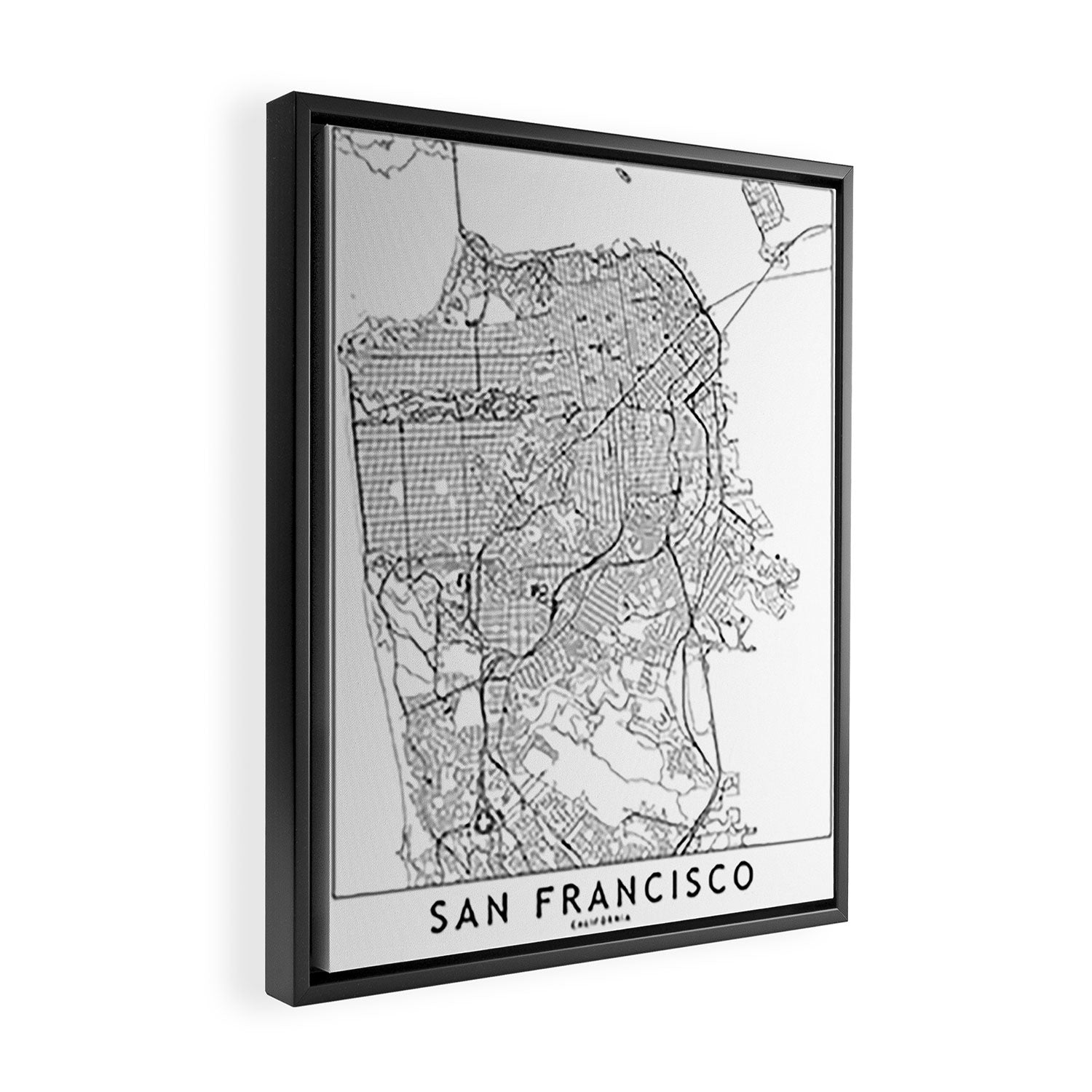 San Francisco White Map Framed Canvas Print Gallery Image 2