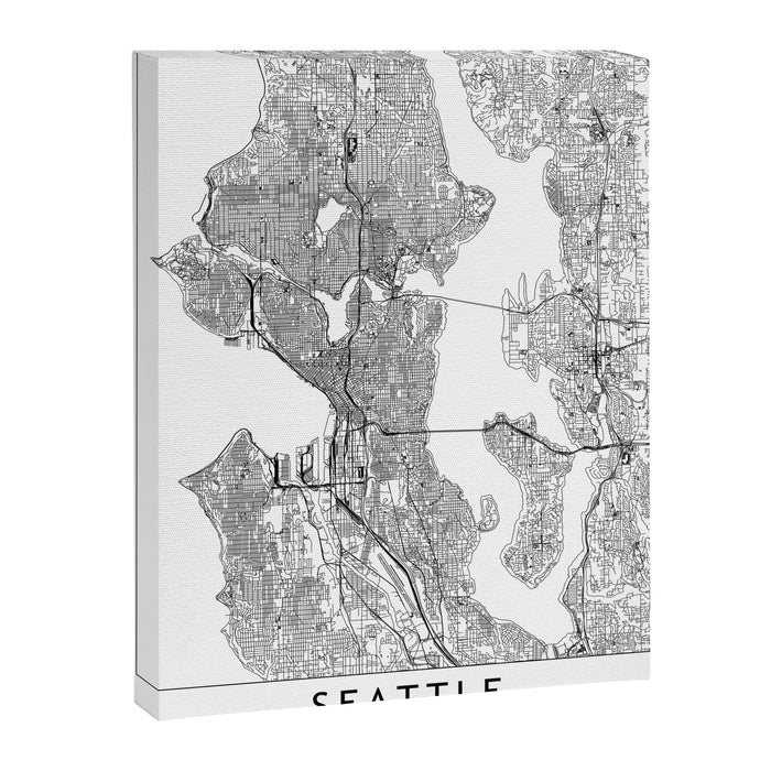 Seattle White Map Canvas Print Gallery Image 1