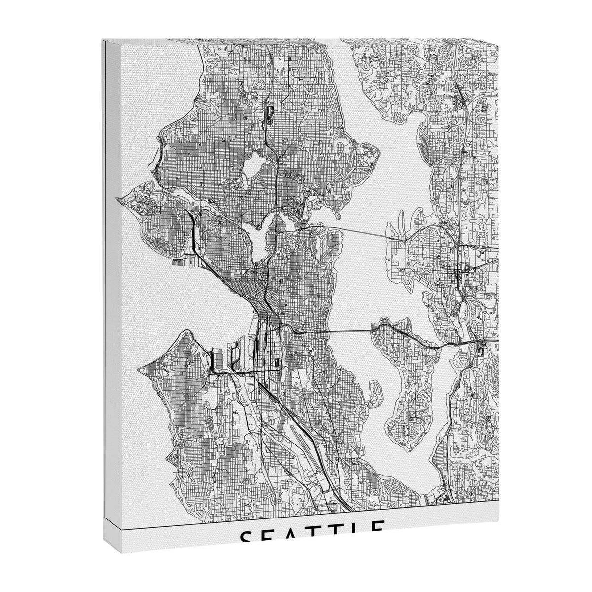 Seattle White Map Canvas Print Gallery Image 6