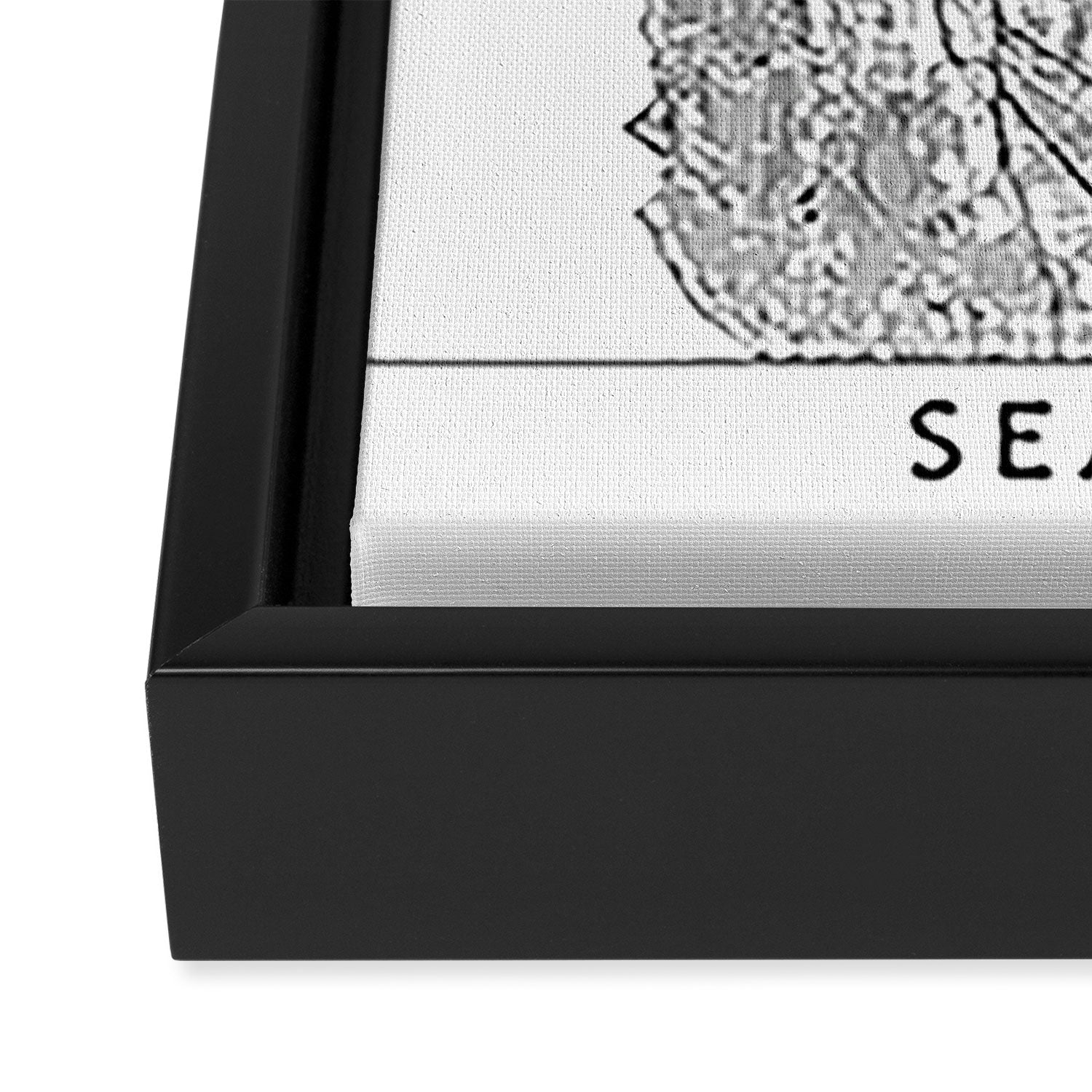 Seattle White Map Framed Canvas Print Gallery Image 3