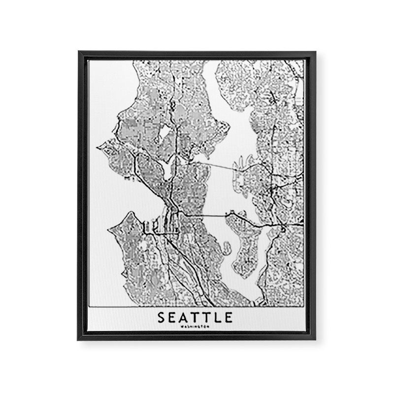 Seattle White Map Framed Canvas Print Gallery Image 6