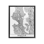 Seattle White Map Framed Canvas Print Gallery Image 6