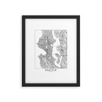 Seattle White Map Framed Art Print Gallery Image 5