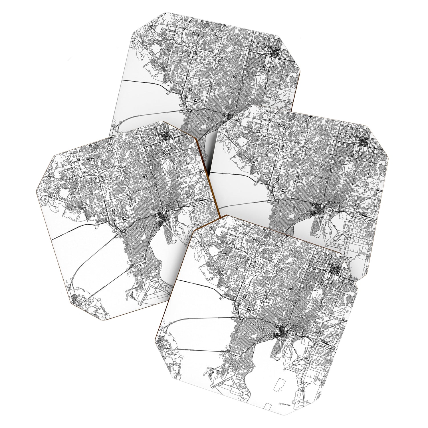 Tampa White Map Coaster Gallery Image 1