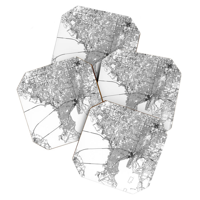 Tampa White Map Coaster Gallery Image 1