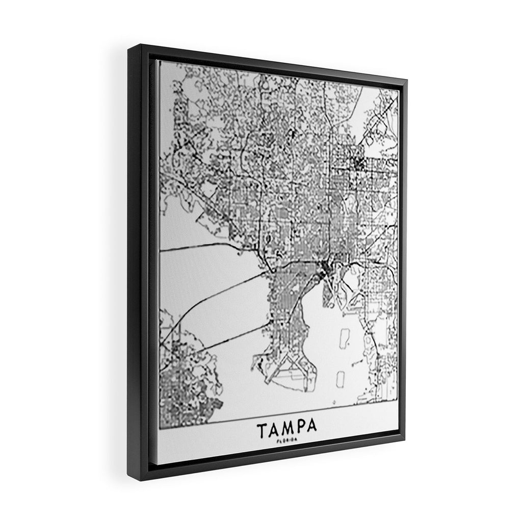 Tampa White Map Framed Canvas Print Gallery Image 2