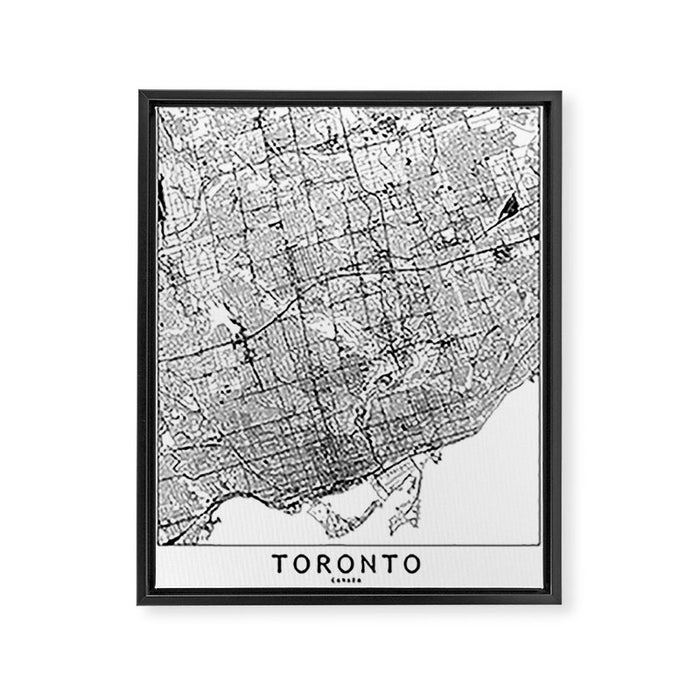 Toronto White Map Framed Canvas Print Gallery Image 1