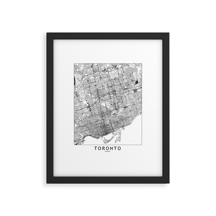Toronto White Map Framed Art Print Gallery Image 1