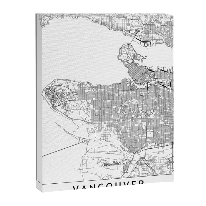 Vancouver White Map Canvas Print Gallery Image 1