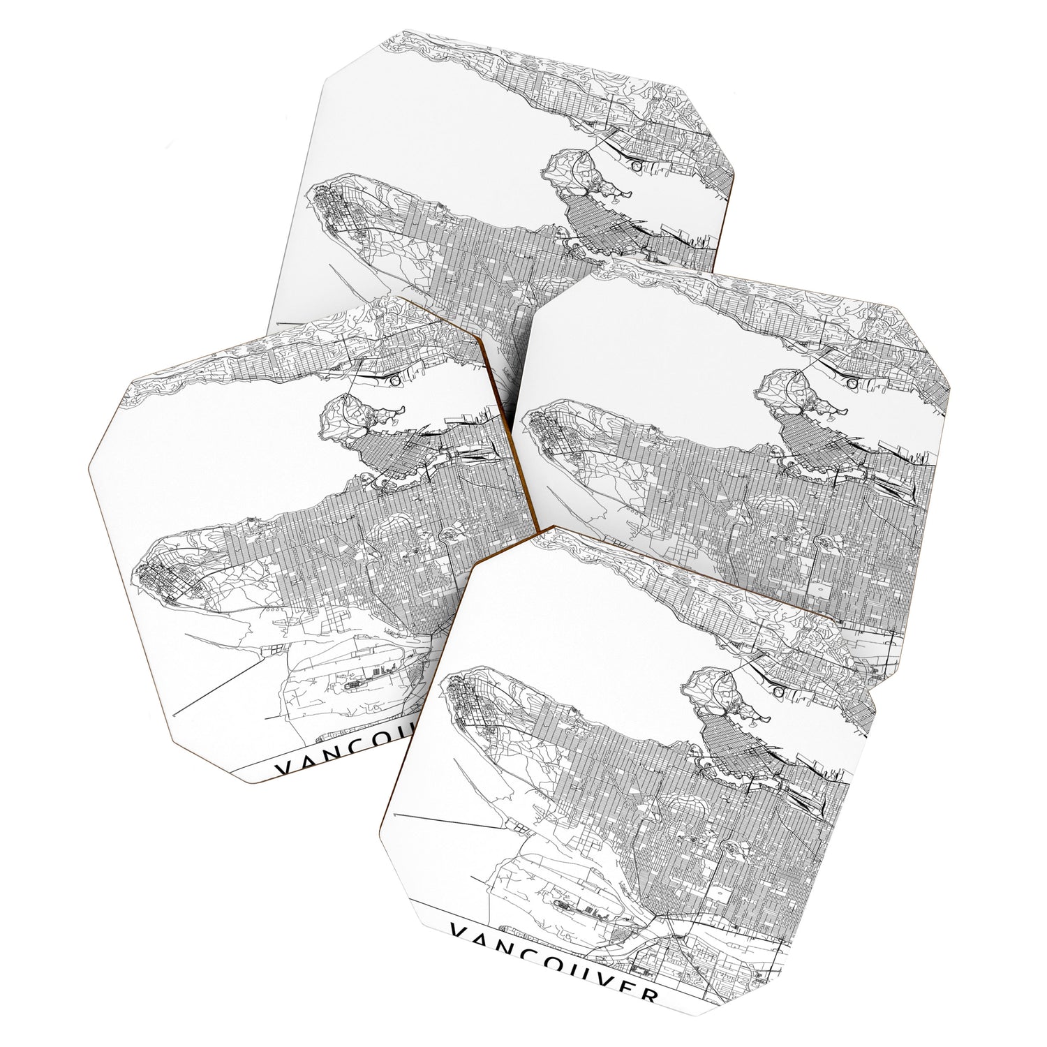 Vancouver White Map Coaster Gallery Image 1