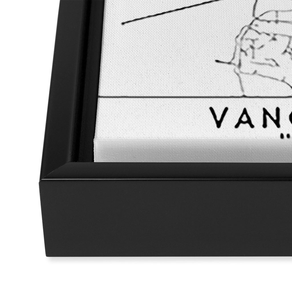 Vancouver White Map Framed Canvas Print Gallery Image 3