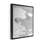 Vancouver White Map Framed Canvas Print Gallery Image 2