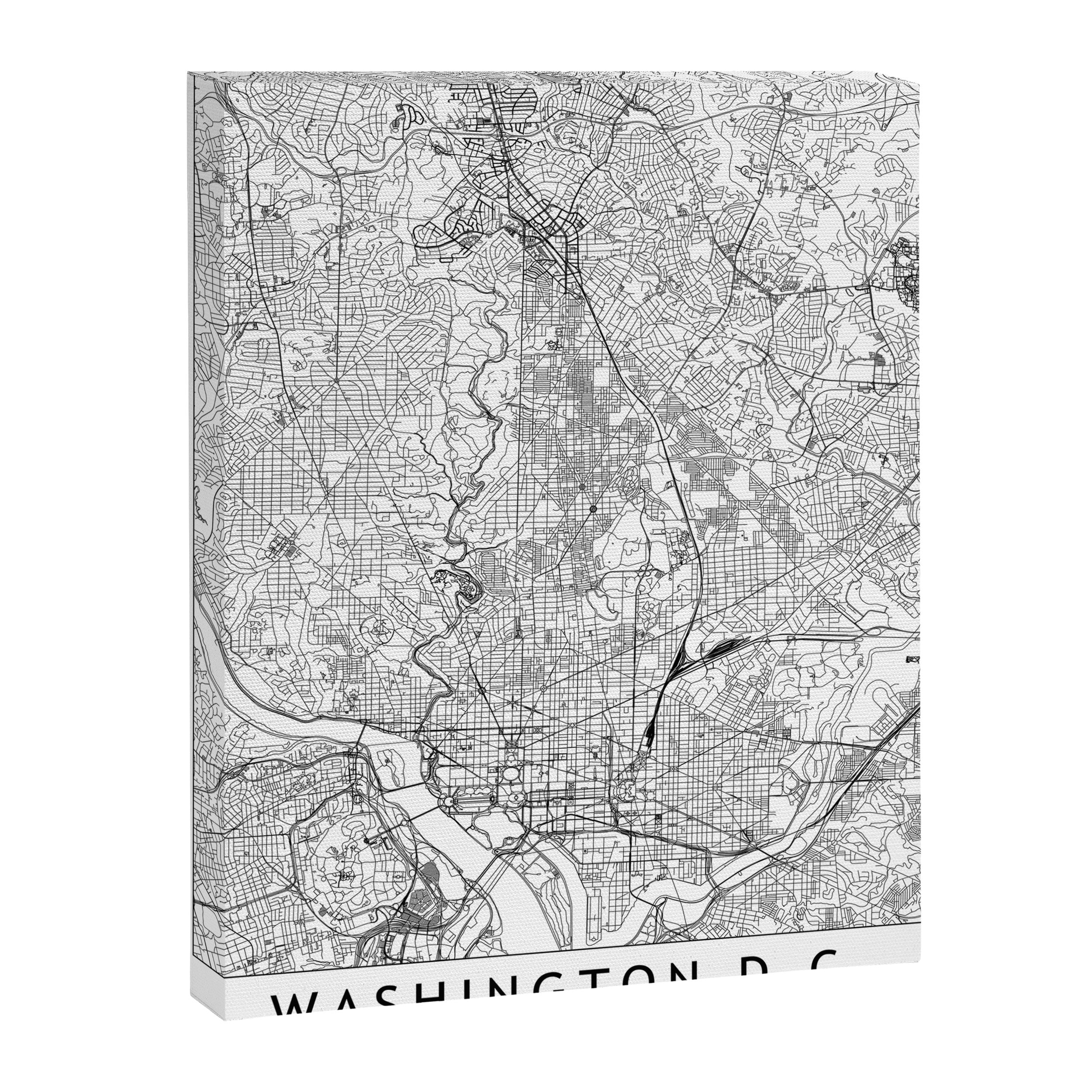 Washington DC White Map Canvas Print Gallery Image 6