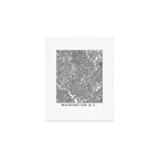 Washington DC White Map Art Print Gallery Image 1