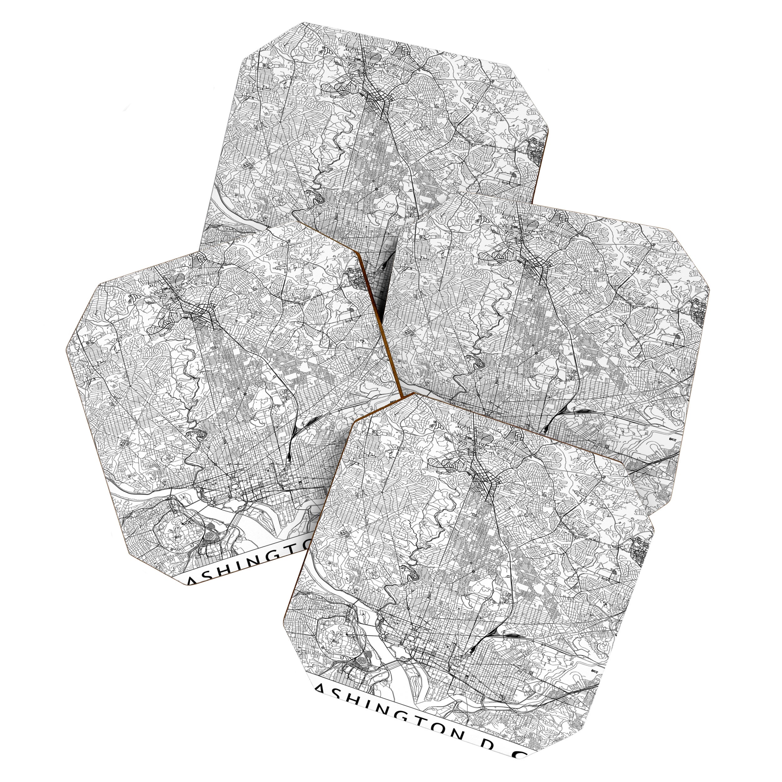 Washington DC White Map Coaster Gallery Image 1