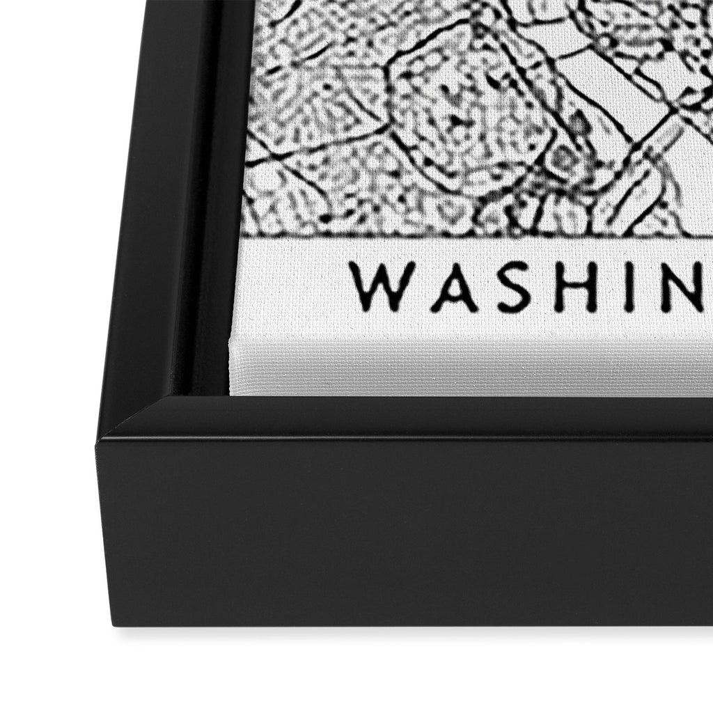Washington DC White Map Framed Canvas Print Gallery Image 3