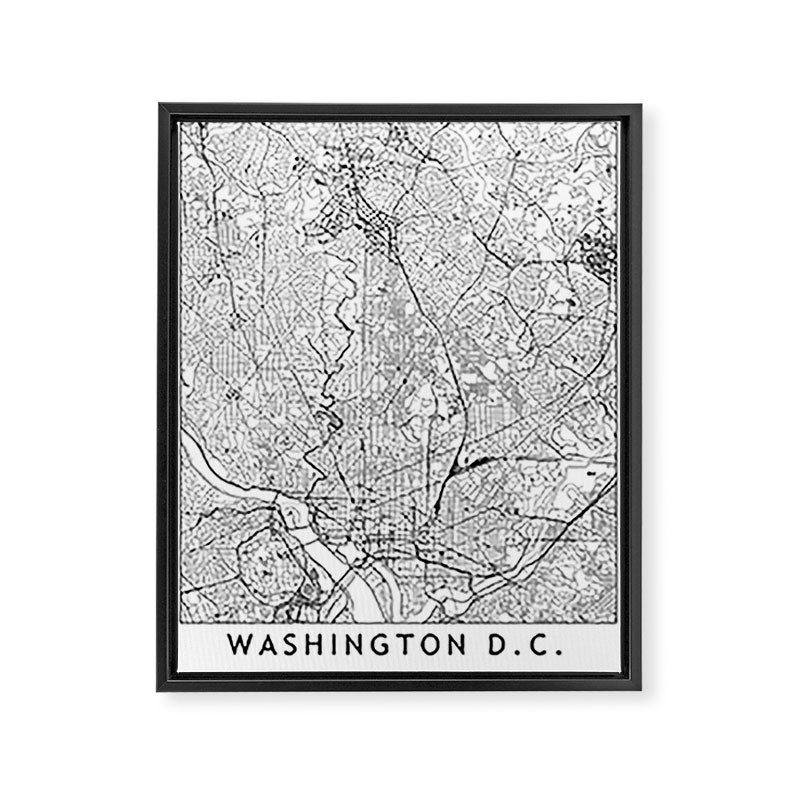 Washington DC White Map Framed Canvas Print Gallery Image 6