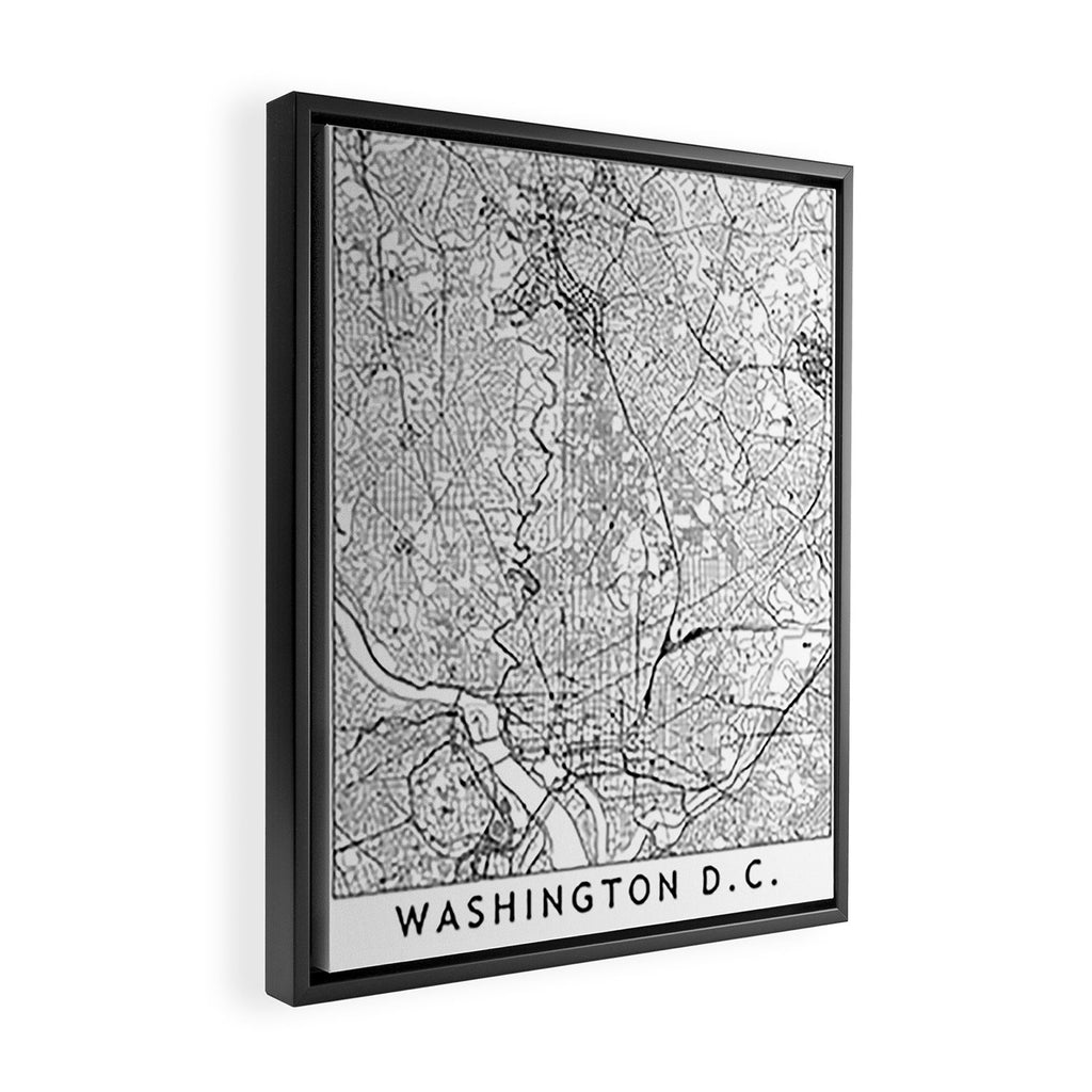 Washington DC White Map Framed Canvas Print Gallery Image 2
