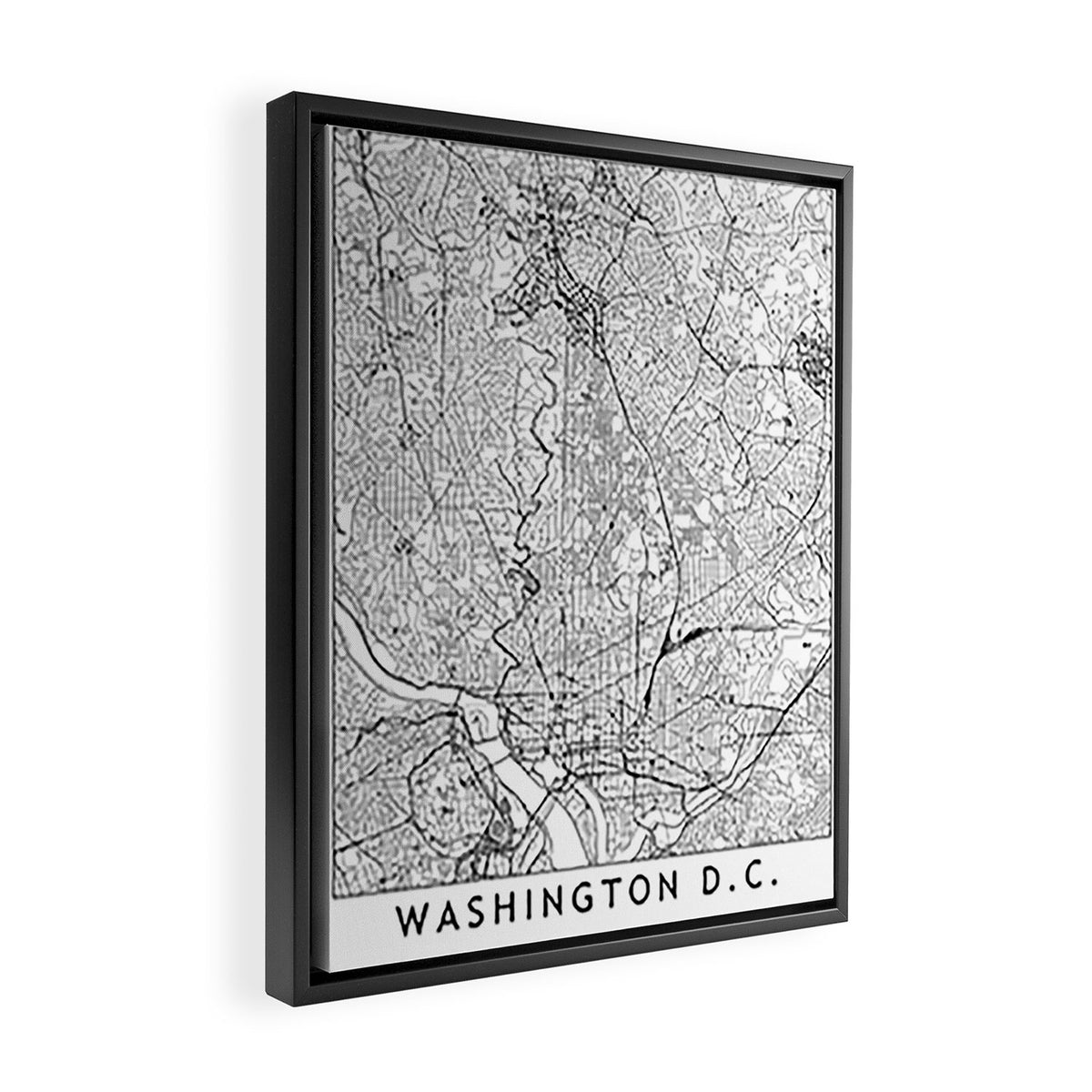 Washington DC White Map Framed Canvas Print Gallery Image 2