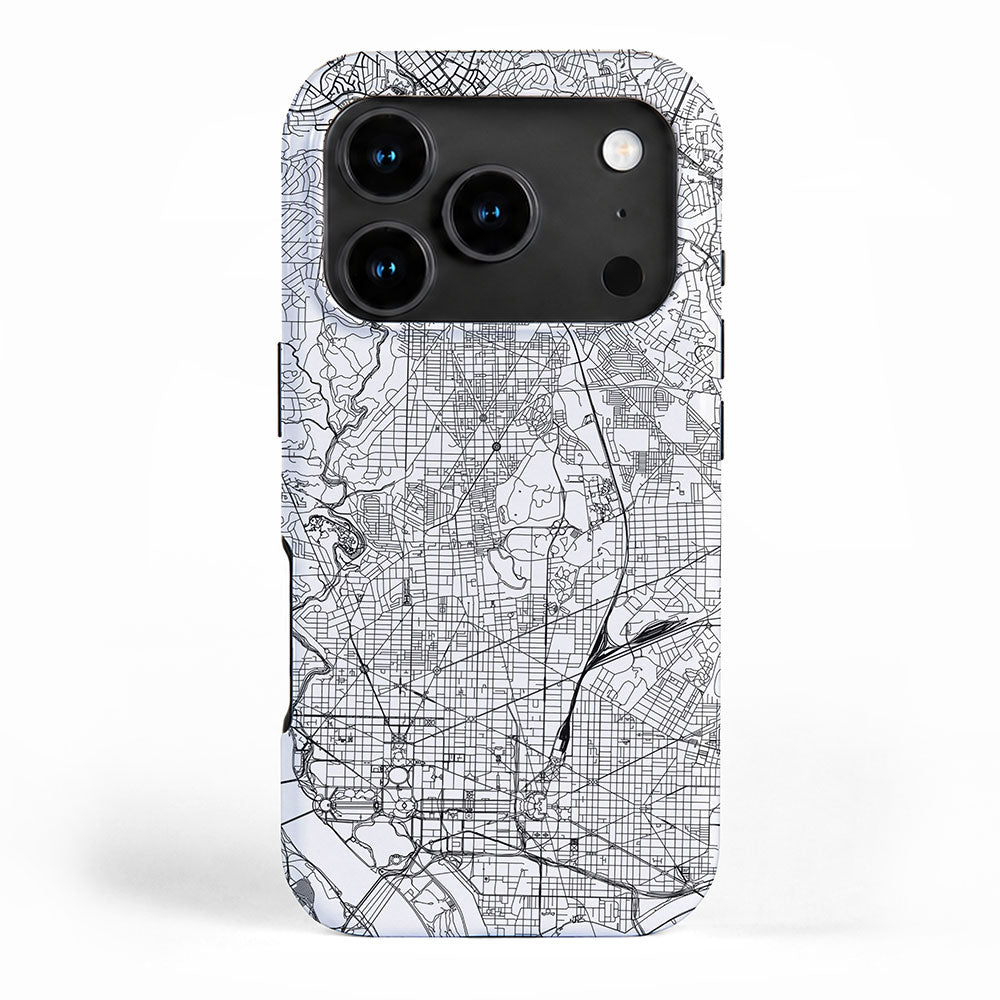 Washington DC White Map iPhone Case Gallery Image 1