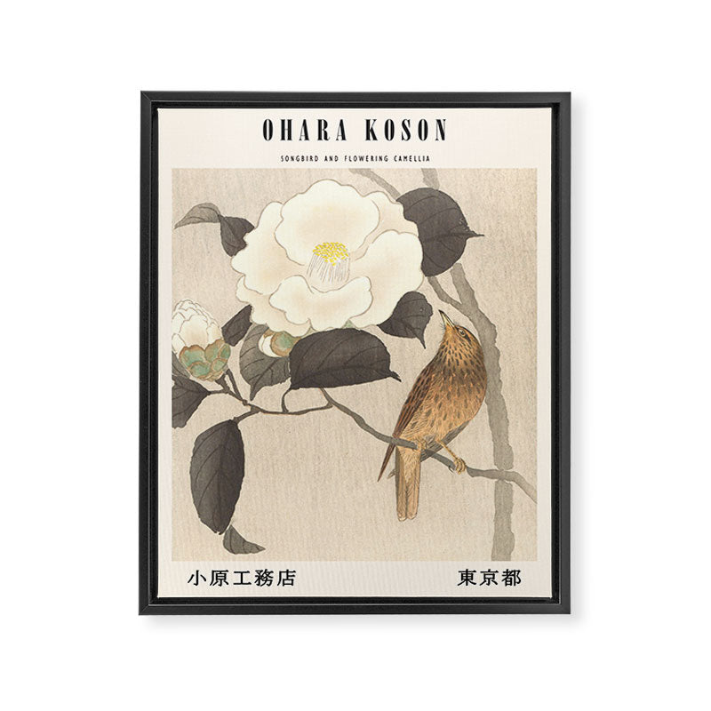 Ohara Koson-Songbird and flowering camellia Framed Canvas Print Gallery Image 6