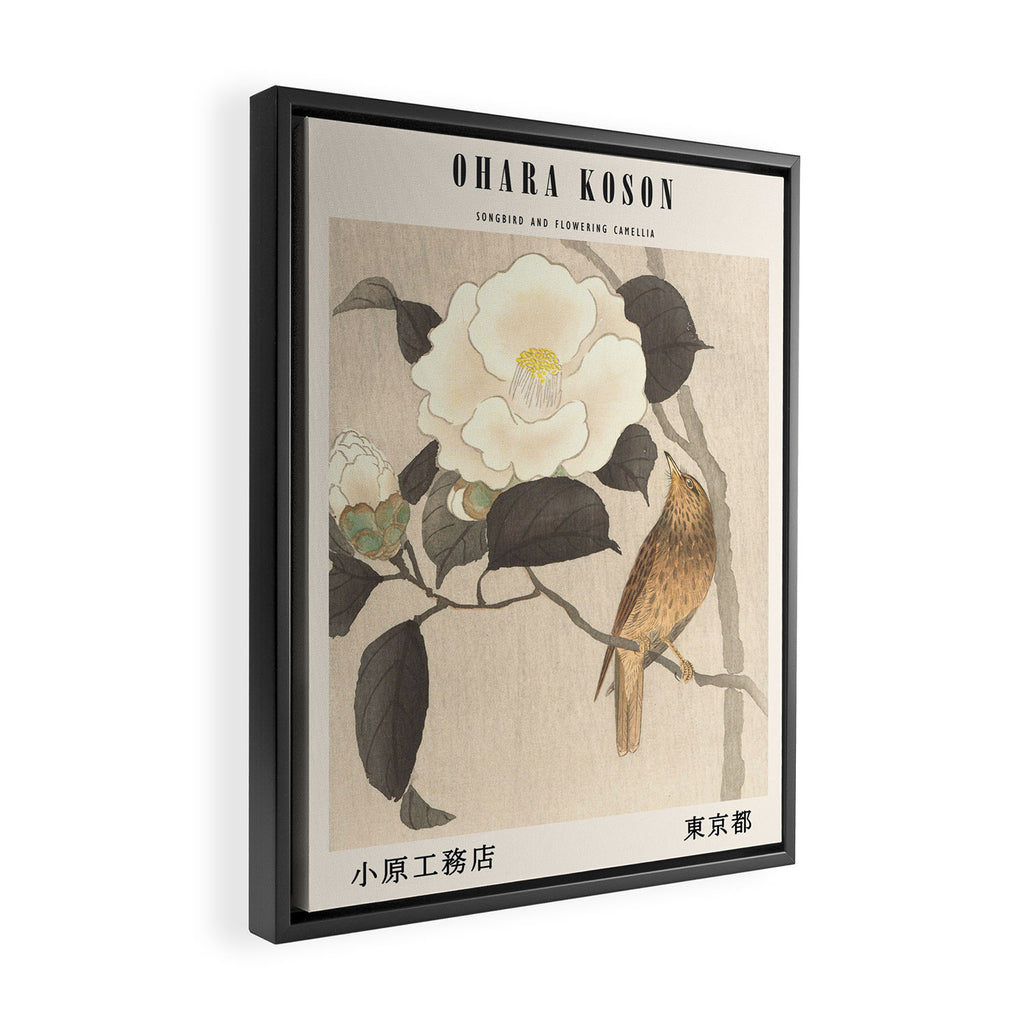 Ohara Koson-Songbird and flowering camellia Framed Canvas Print Gallery Image 2