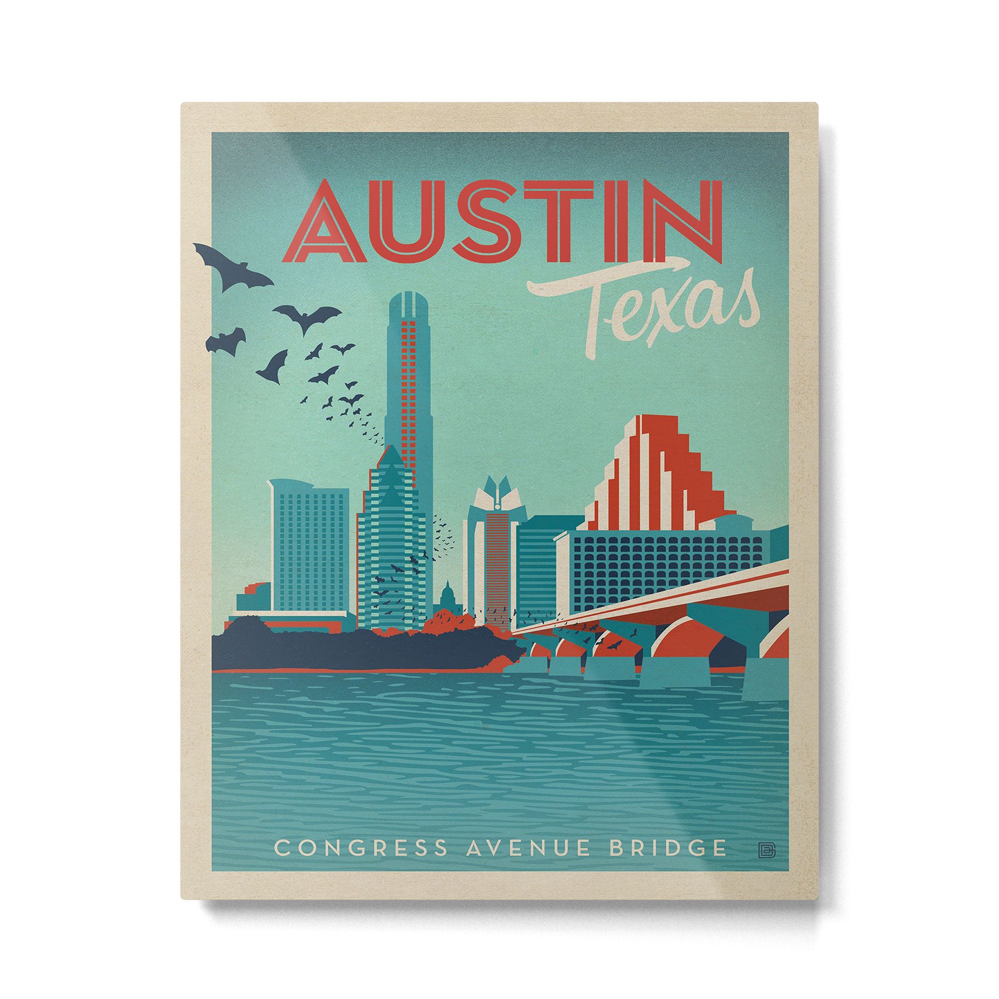 Vintage travel poster-Texas-Austin. Metal Print Gallery Image 4