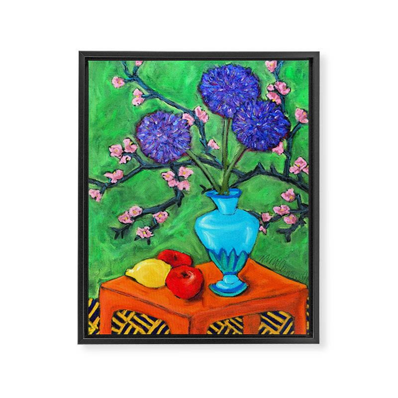 Allium on Orange Table Framed Canvas Print Gallery Image 6