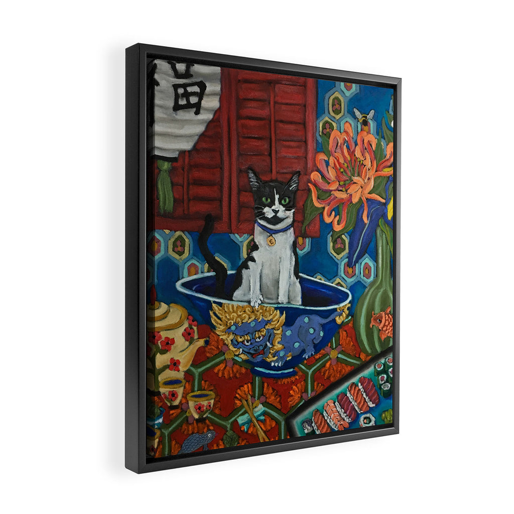 Beckoning Cat Framed Canvas Print Gallery Image 2