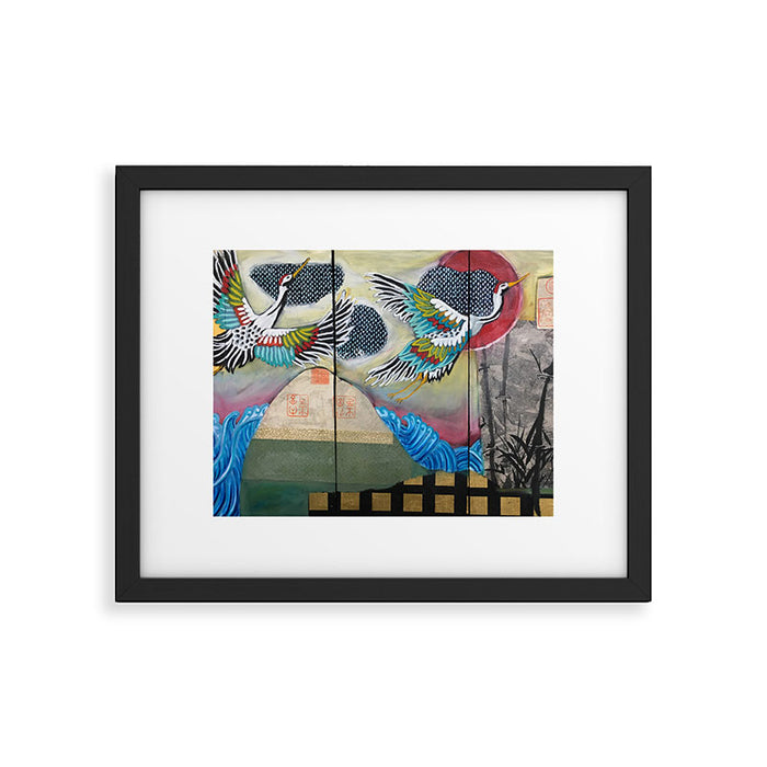 Crane triptych Framed Art Print Gallery Image 1