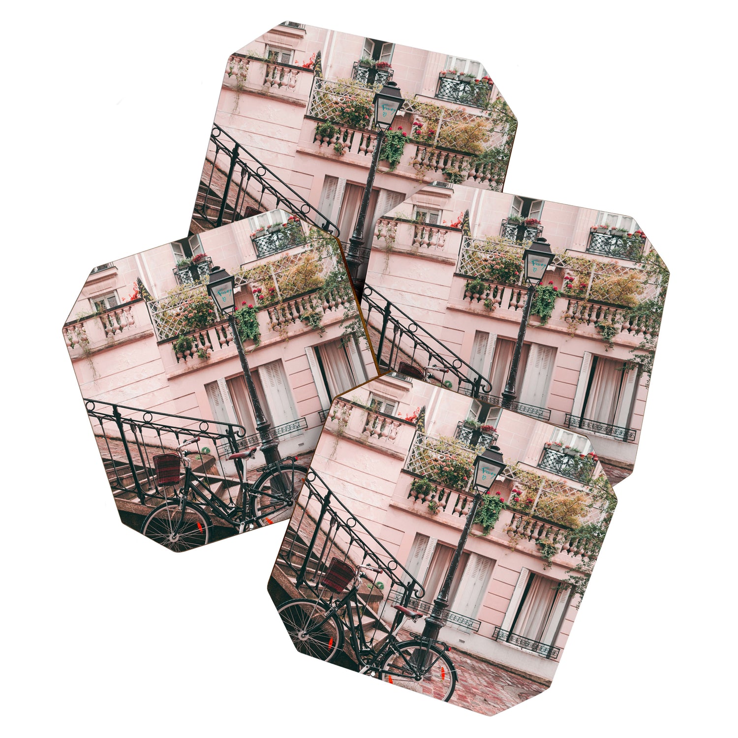 Bike in Paris Pink City Photography  Coaster Gallery Image 1