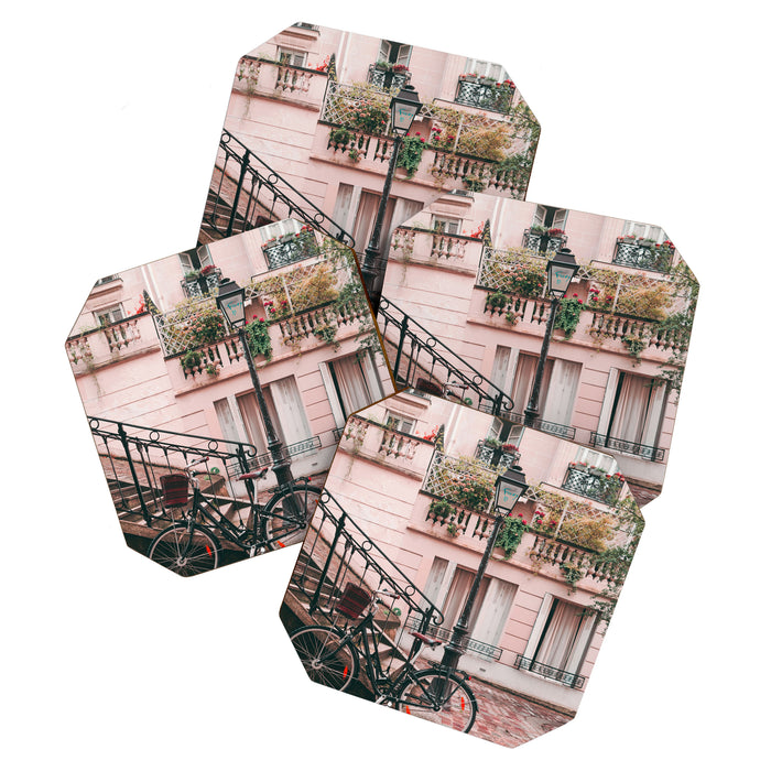 Bike in Paris Pink City Photography  Coaster Gallery Image 1