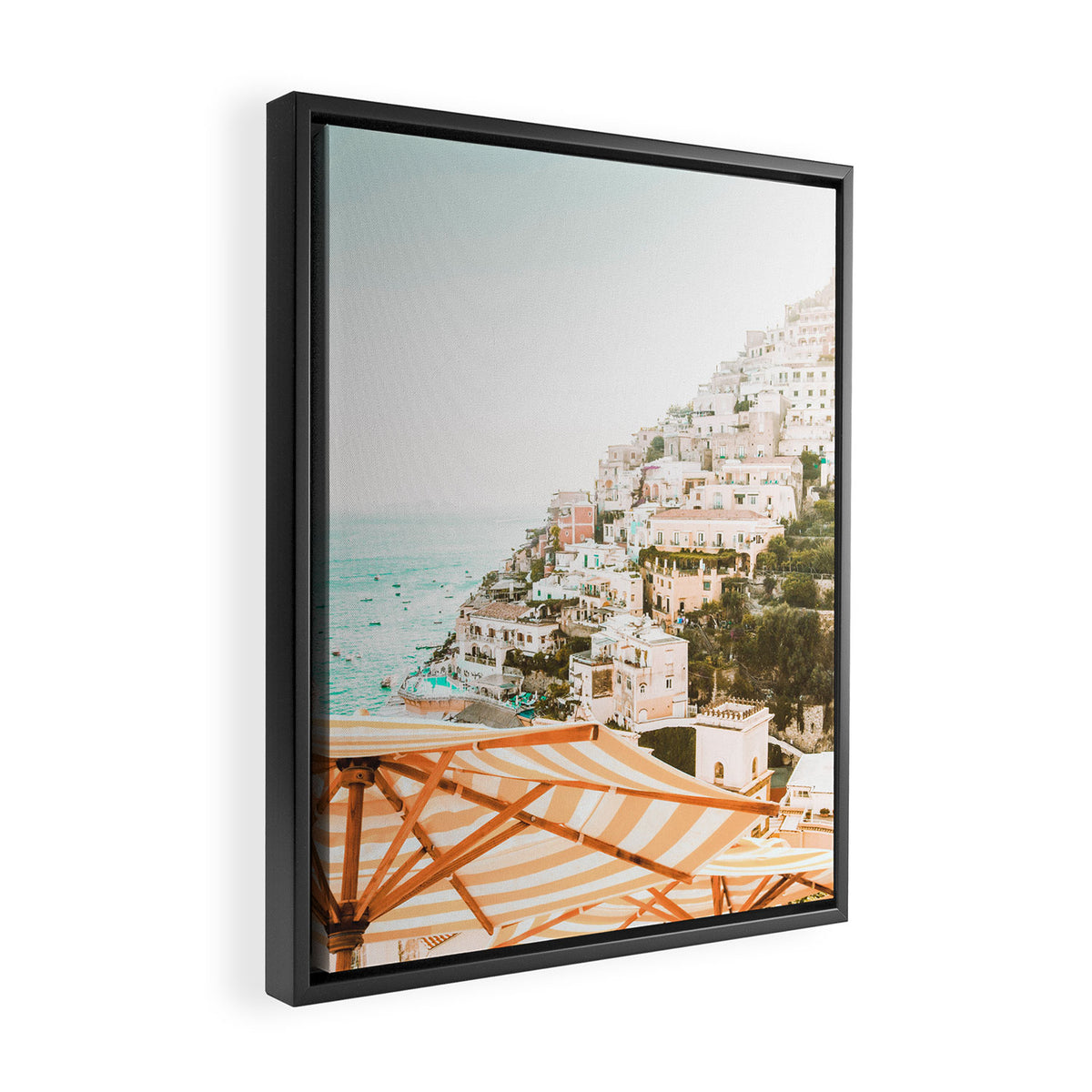 Positano, Italy Beach Vibes Photography Framed Canvas Print Gallery Image 2